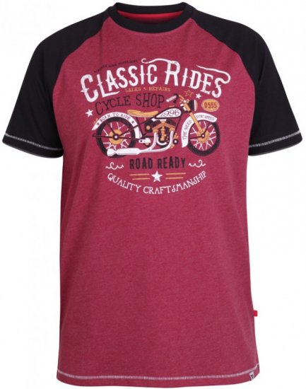 D555 Evans T-shirt Burgundy - Majice Kratkih Rukava - Muške Majice Kratkih Rukava Veliki Brojevi 