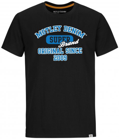 Motley Denim Exeter T-shirt Blue on Black - Majice Kratkih Rukava - Muške Majice Kratkih Rukava Veliki Brojevi 