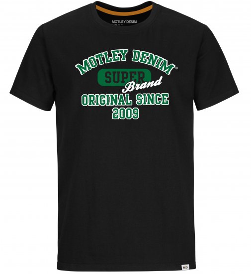 Motley Denim Exeter T-shirt Green on Black - Majice Kratkih Rukava - Muške Majice Kratkih Rukava Veliki Brojevi 