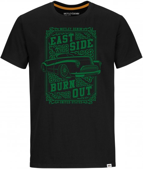 Motley Denim FILEY T-shirt Black - Majice Kratkih Rukava - Muške Majice Kratkih Rukava Veliki Brojevi 