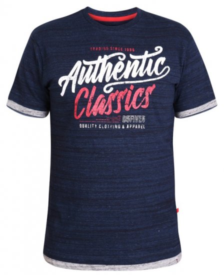 D555 Finn T-shirt Navy - Majice Kratkih Rukava - Muške Majice Kratkih Rukava Veliki Brojevi 
