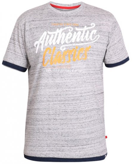 D555 Finn T-shirt Grey - Majice Kratkih Rukava - Muške Majice Kratkih Rukava Veliki Brojevi 