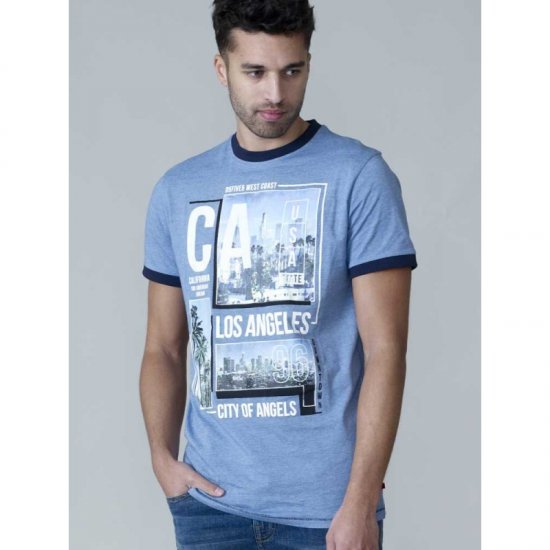 D555 Howie Fine Stripe T-shirt Blue - Majice Kratkih Rukava - Muške Majice Kratkih Rukava Veliki Brojevi 