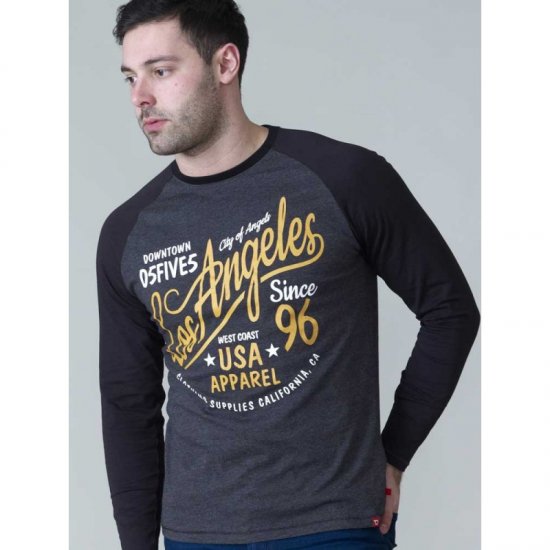D555 Neill Long Sleeve T-shirt Black - Majice Kratkih Rukava - Muške Majice Kratkih Rukava Veliki Brojevi 