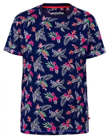 D555 Fraser Hawaiian Print Crew Neck T-Shirt - Majice Kratkih Rukava - Muške Majice Kratkih Rukava Veliki Brojevi 