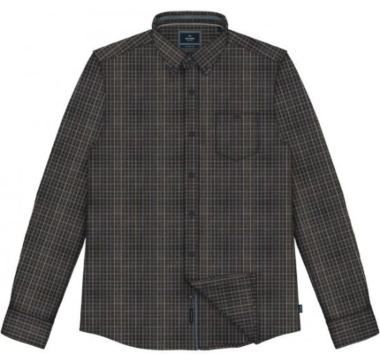 Double Outfitters FS-5230 Karirana košulja Tamnoplava/Smeđa - Košulje - Muške Košulje Veliki Brojevi