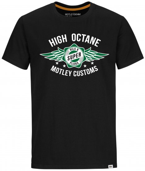 Motley Denim Hereford T-shirt Green on Black - Majice Kratkih Rukava - Muške Majice Kratkih Rukava Veliki Brojevi 