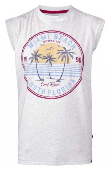 D555 Shipley Miami Beach Printed Sleeveless T-Shirt - Majice Kratkih Rukava - Muške Majice Kratkih Rukava Veliki Brojevi 