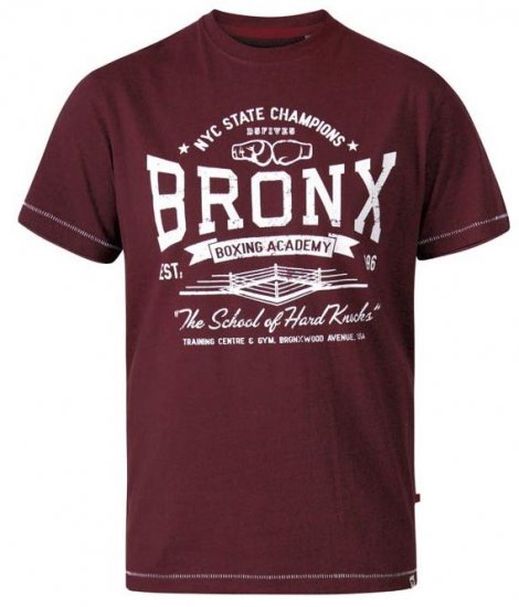 D555 Huddlestone Bronx Boxing Crew Neck Printed T-Shirt Red - Majice Kratkih Rukava - Muške Majice Kratkih Rukava Veliki Brojevi 