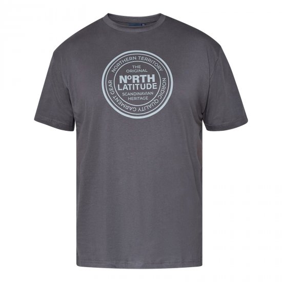 North Latitude T-Shirt Siva/boja ugljena - Majice Kratkih Rukava - Muške Majice Kratkih Rukava Veliki Brojevi 