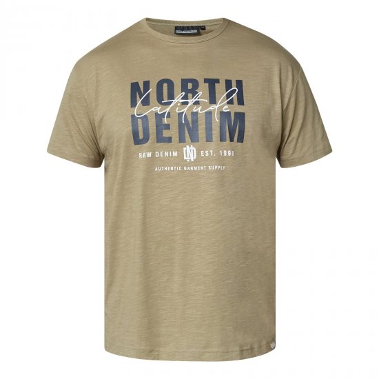 North Latitude T-Shirt Slub With Print Smeđa/bež - Majice Kratkih Rukava - Muške Majice Kratkih Rukava Veliki Brojevi 