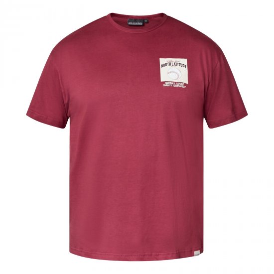 North Latitude T-Shirt With Print Crvena - Majice Kratkih Rukava - Muške Majice Kratkih Rukava Veliki Brojevi 