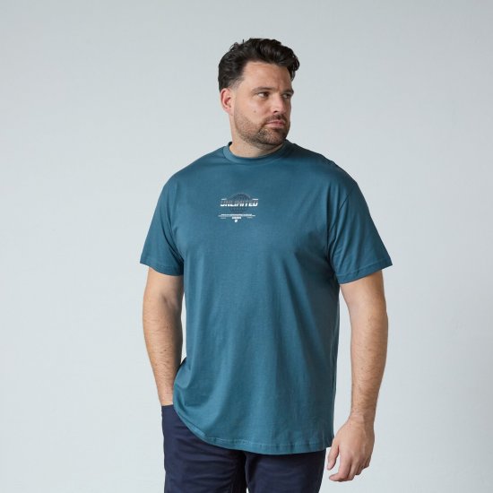 North Latitude T-Shirt With Print Plava - Majice Kratkih Rukava - Muške Majice Kratkih Rukava Veliki Brojevi 