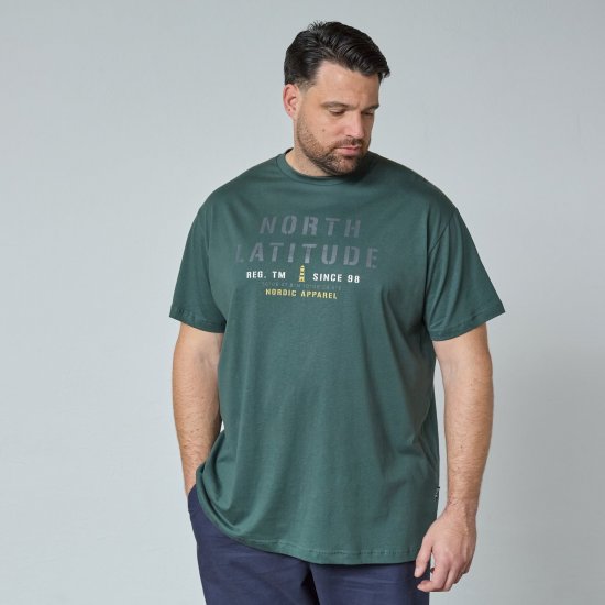 North Latitude T-Shirt Zelena/kaki - Majice Kratkih Rukava - Muške Majice Kratkih Rukava Veliki Brojevi 