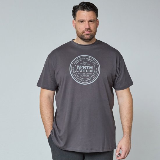 North Latitude T-Shirt Siva/boja ugljena - Majice Kratkih Rukava - Muške Majice Kratkih Rukava Veliki Brojevi 