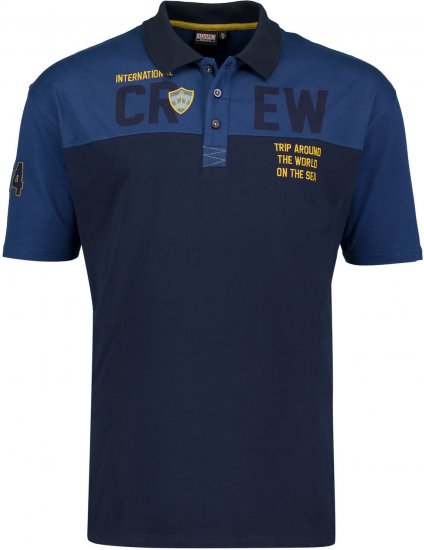 Adamo Crew Printed Jersey Poloshirt Denim Blue - Polo majice - Muške Polo Majice Veliki Brojevi
