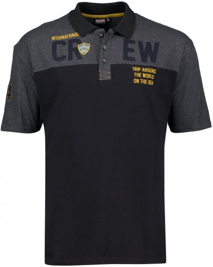 Adamo Crew Printed Jersey Poloshirt Charcoal - Polo majice - Muške Polo Majice Veliki Brojevi
