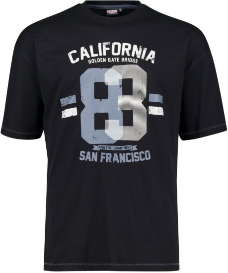 Adamo Golden Gate Comfort Fit Printed T-shirt Black - Majice Kratkih Rukava - Muške Majice Kratkih Rukava Veliki Brojevi 