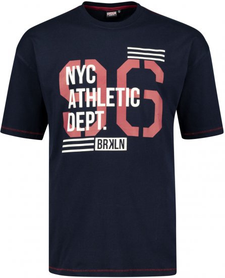 Adamo BRKLN Comfort Fit Printed T-shirt Navy - Majice Kratkih Rukava - Muške Majice Kratkih Rukava Veliki Brojevi 