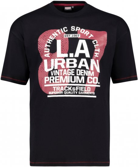 Adamo Urban Comfort Fit Printed T-shirt Black - Majice Kratkih Rukava - Muške Majice Kratkih Rukava Veliki Brojevi 