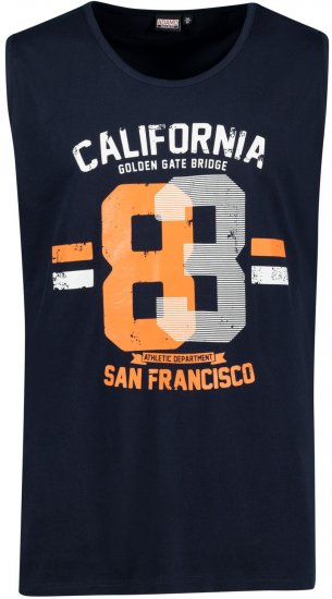 Adamo Golden Gate Comfort Fit Printed Tank-top Navy - Majice Kratkih Rukava - Muške Majice Kratkih Rukava Veliki Brojevi 