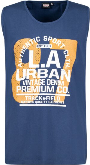 Adamo Urban Comfort Fit Printed Tank-top Denim Blue - Majice Kratkih Rukava - Muške Majice Kratkih Rukava Veliki Brojevi 