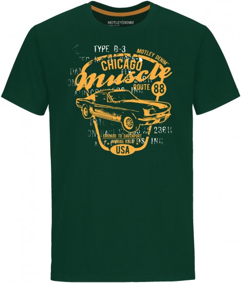 Motley Denim Newport T-shirt Racing Green - Majice Kratkih Rukava - Muške Majice Kratkih Rukava Veliki Brojevi 