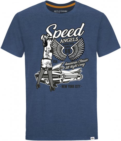 Motley Denim Hanover T-shirt Dark Indigo - Majice Kratkih Rukava - Muške Majice Kratkih Rukava Veliki Brojevi 