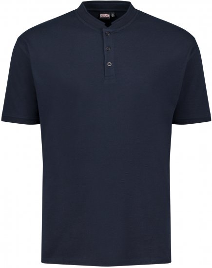 Adamo 139411 Serafino Waffelpique T-shirt Navy - Majice Kratkih Rukava - Muške Majice Kratkih Rukava Veliki Brojevi 