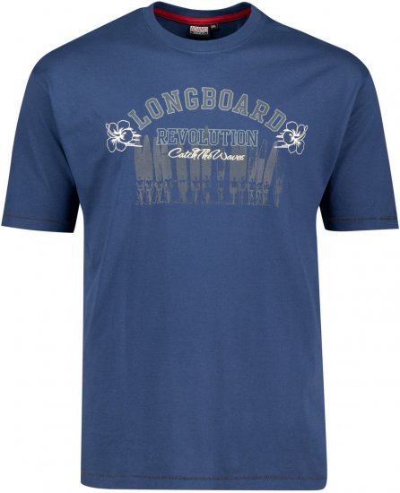 Adamo Longboard Regular Fit Printed T-shirt Denim Blue - Majice Kratkih Rukava - Muške Majice Kratkih Rukava Veliki Brojevi 