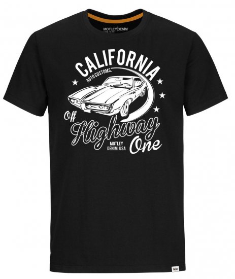 Motley Denim Ipswich T-Shirt White on Black - Majice Kratkih Rukava - Muške Majice Kratkih Rukava Veliki Brojevi 