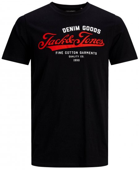 Jack & Jones Elogo T-Shirt Black - Majice Kratkih Rukava - Muške Majice Kratkih Rukava Veliki Brojevi 