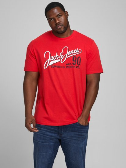 Jack & Jones Elogo T-Shirt True Red - Majice Kratkih Rukava - Muške Majice Kratkih Rukava Veliki Brojevi 