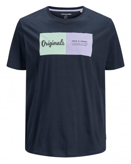 Jack & Jones Joshua T-shirt Navy - Majice Kratkih Rukava - Muške Majice Kratkih Rukava Veliki Brojevi 