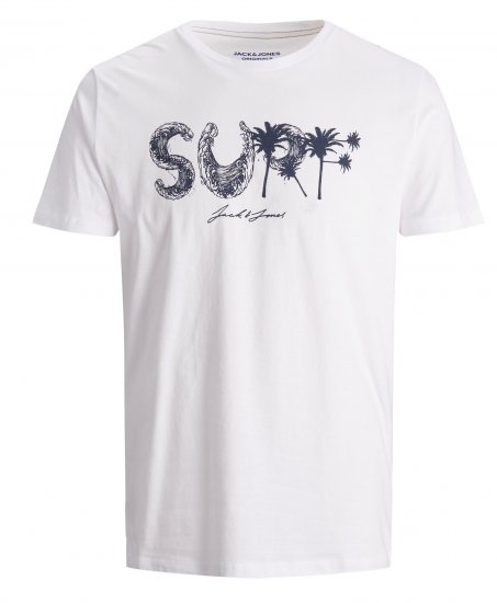 Jack & Jones Streams T-shirt White - Majice Kratkih Rukava - Muške Majice Kratkih Rukava Veliki Brojevi 