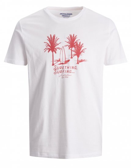 Jack & Jones Streams T-shirt White/Rose - Majice Kratkih Rukava - Muške Majice Kratkih Rukava Veliki Brojevi 