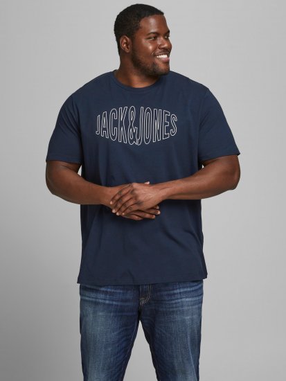 Jack & Jones Preston Crew Neck T-Shirt Navy - Majice Kratkih Rukava - Muške Majice Kratkih Rukava Veliki Brojevi 