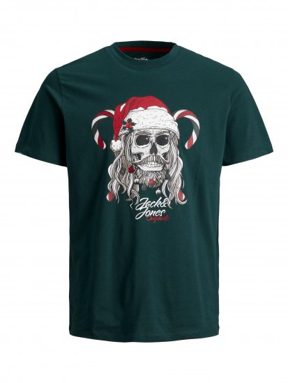 Jack & Jones JORFESTIVE Xmas Skull T-shirt Green - Majice Kratkih Rukava - Muške Majice Kratkih Rukava Veliki Brojevi 