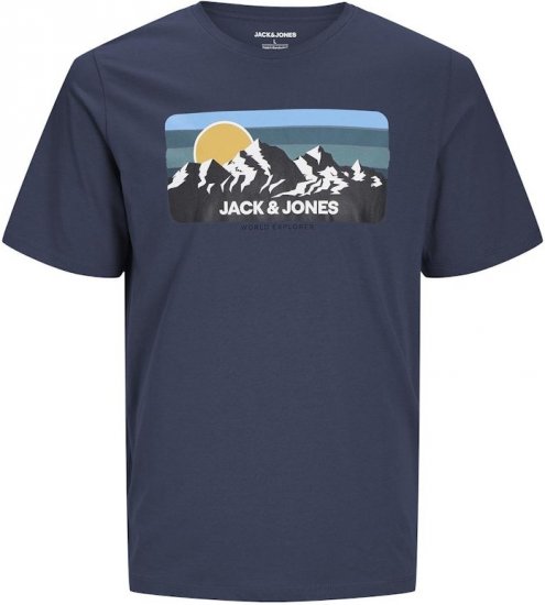 Jack & Jones PEAK T-Shirt Navy Blazer - Majice Kratkih Rukava - Muške Majice Kratkih Rukava Veliki Brojevi 
