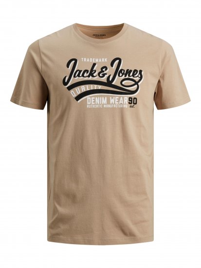 Jack & Jones JJELOGO TEE Beige - Majice Kratkih Rukava - Muške Majice Kratkih Rukava Veliki Brojevi 