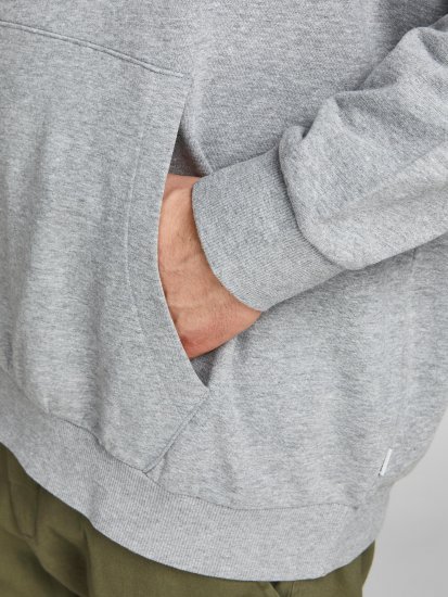 Jack & Jones JJESHARK SWEAT Hoodie Light Grey - Puloveri & dukserice - Muške Puloveri & dukserice veliki brojevi