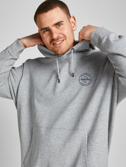 Jack & Jones JJESHARK SWEAT Hoodie Light Grey - Puloveri & dukserice - Muške Puloveri & dukserice veliki brojevi