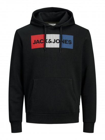 Jack & Jones CORP LOGO Hoodie Black - Puloveri & dukserice - Muške Puloveri & dukserice veliki brojevi