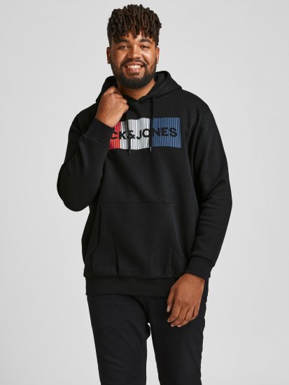 Jack & Jones CORP LOGO Hoodie Black - Puloveri & dukserice - Muške Puloveri & dukserice veliki brojevi