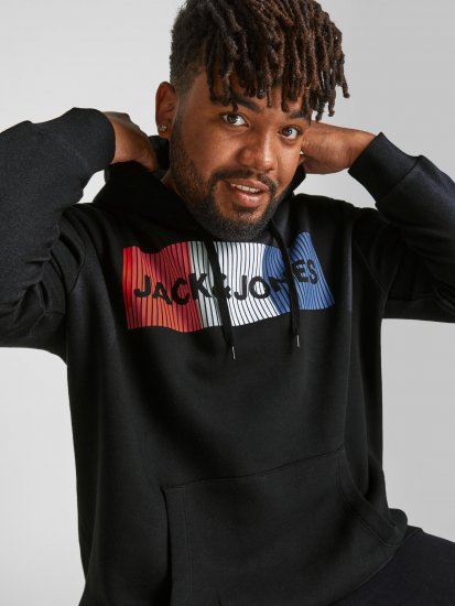 Jack & Jones CORP LOGO Hoodie Black - Puloveri & dukserice - Muške Puloveri & dukserice veliki brojevi