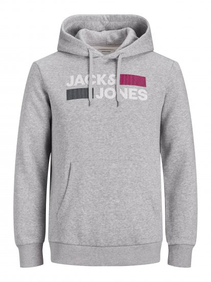 Jack & Jones CORP LOGO Hoodie Light Gray - Puloveri & dukserice - Muške Puloveri & dukserice veliki brojevi