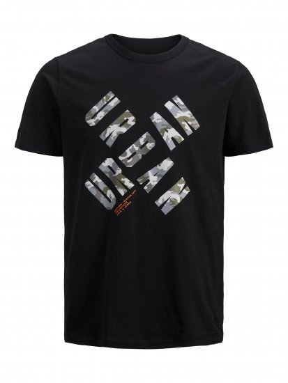 Jack & Jones JCOSTREET TEE Black - Majice Kratkih Rukava - Muške Majice Kratkih Rukava Veliki Brojevi 