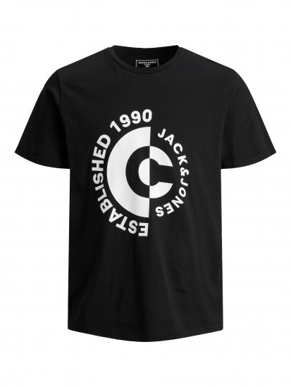 Jack & Jones JCOSPRING T-Shirt Black - Majice Kratkih Rukava - Muške Majice Kratkih Rukava Veliki Brojevi 