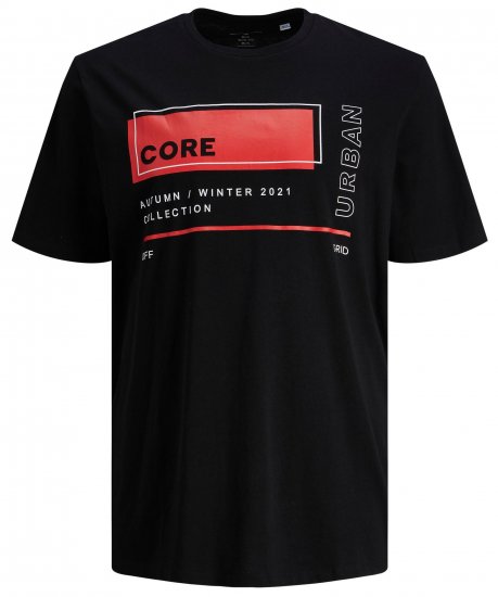 Jack & Jones JCOBOOSTER TEE Black - Majice Kratkih Rukava - Muške Majice Kratkih Rukava Veliki Brojevi 
