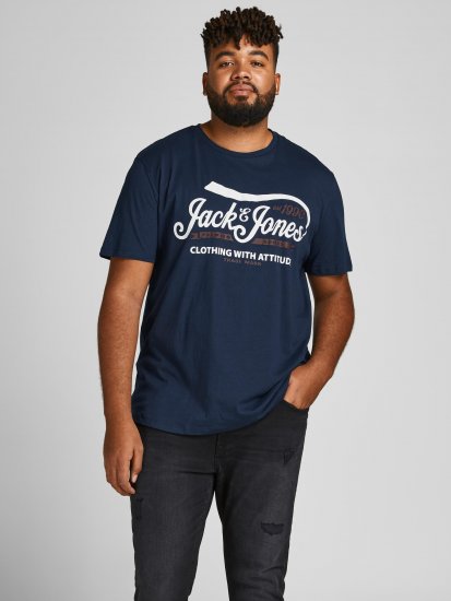 Jack & Jones JPRBLUBOOSTER TEE Navy - Majice Kratkih Rukava - Muške Majice Kratkih Rukava Veliki Brojevi 